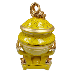 Sopera Porcelana base Peces 40 x 25 cm (Amarillo con dorado) 16 in